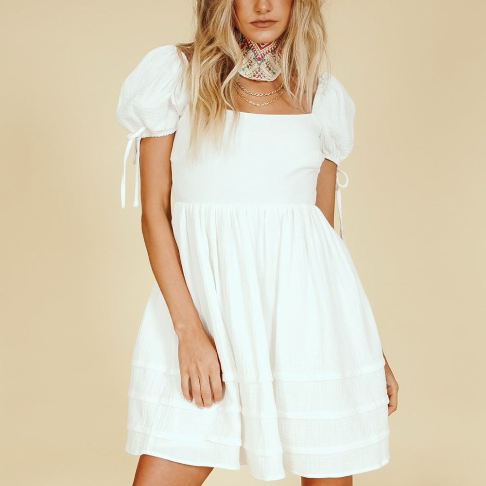 Vrg Grl White First Move Tie Back Mini Dress !!